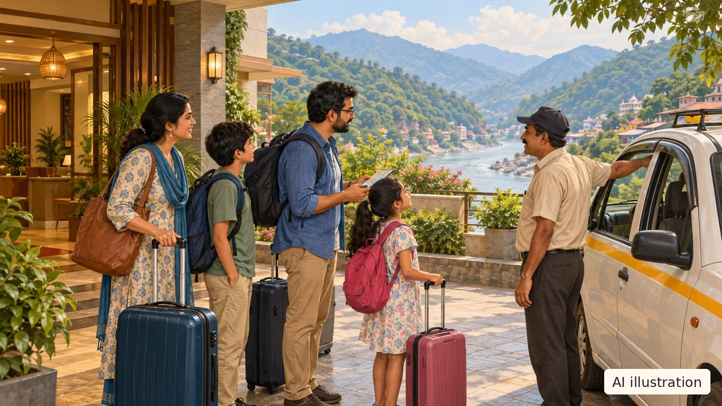 Dehradun airport to Rishikesh with family: confirm the hotel bank and final approach - Trip Keeper