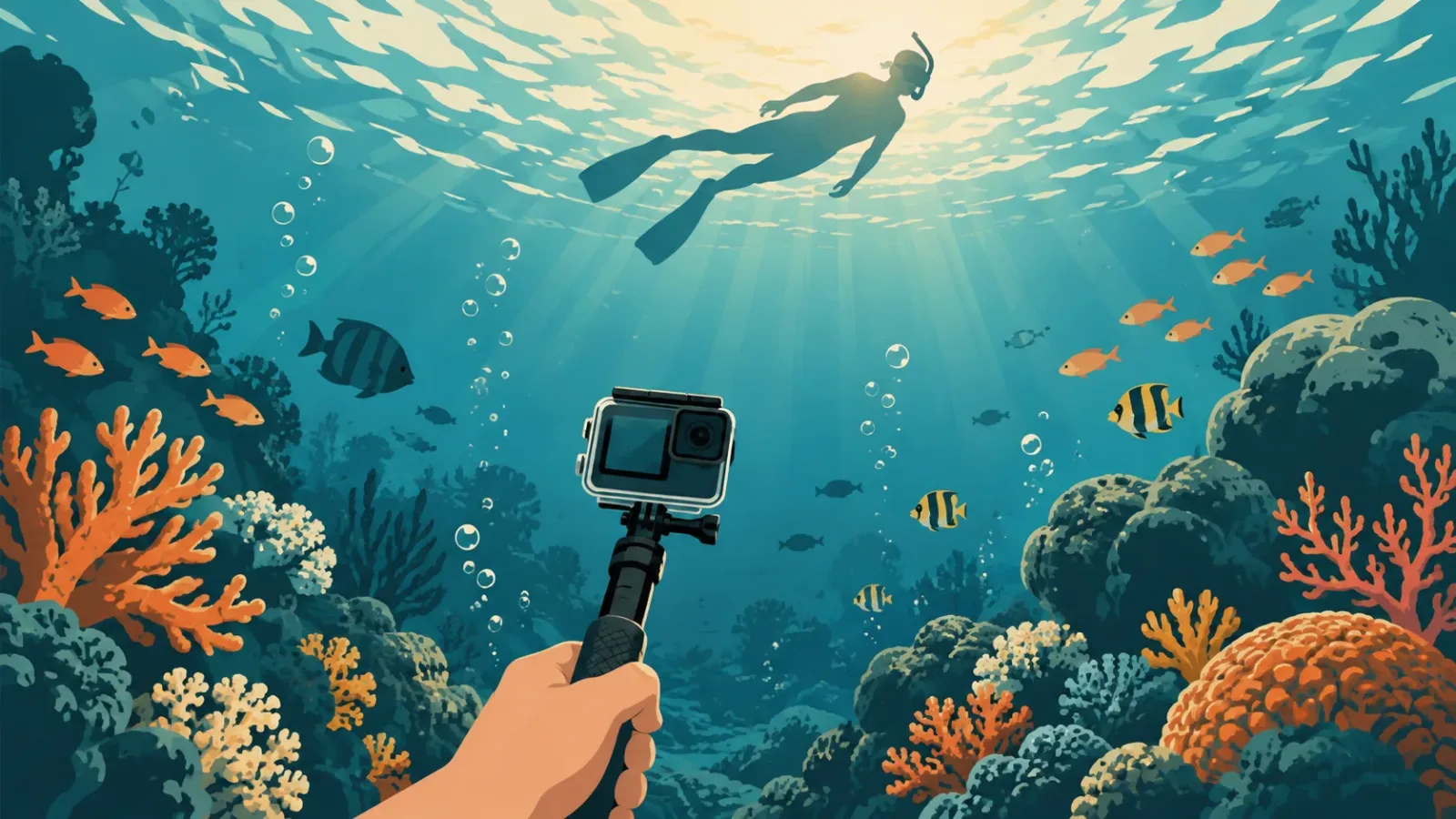 How deep can a waterproof action camera go without a housing?