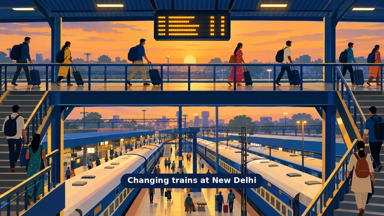 How do I change trains at New Delhi railway station?