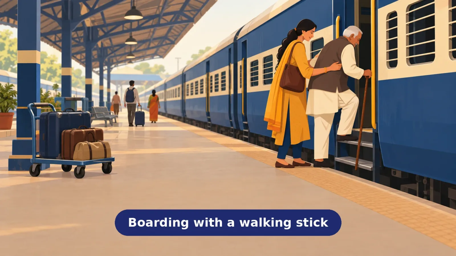 छड़ी के साथ भारतीय ट्रेन में कैसे चढ़ें? - Trip Keeper