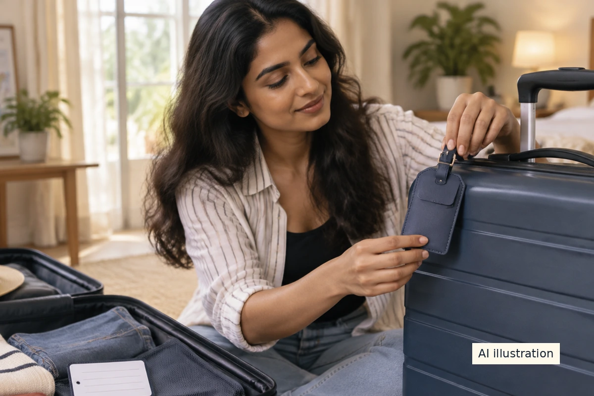 सामान के टैग पर घर का पता खुला न रहे: संपर्क उपयोगी और ढका रखें - Trip Keeper