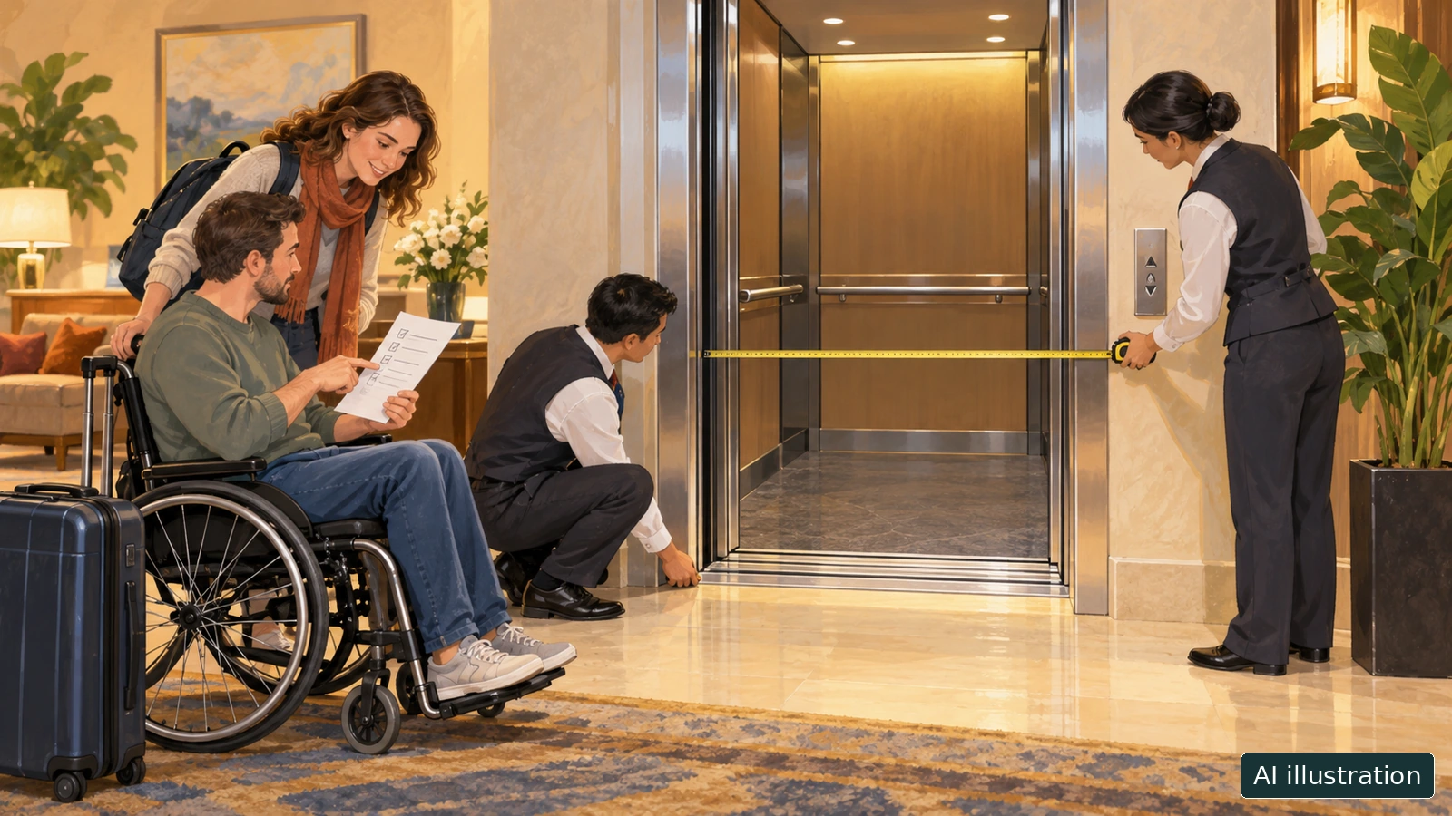 Will a hotel lift fit a wheelchair? Get clear measurements and the whole route - Trip Keeper